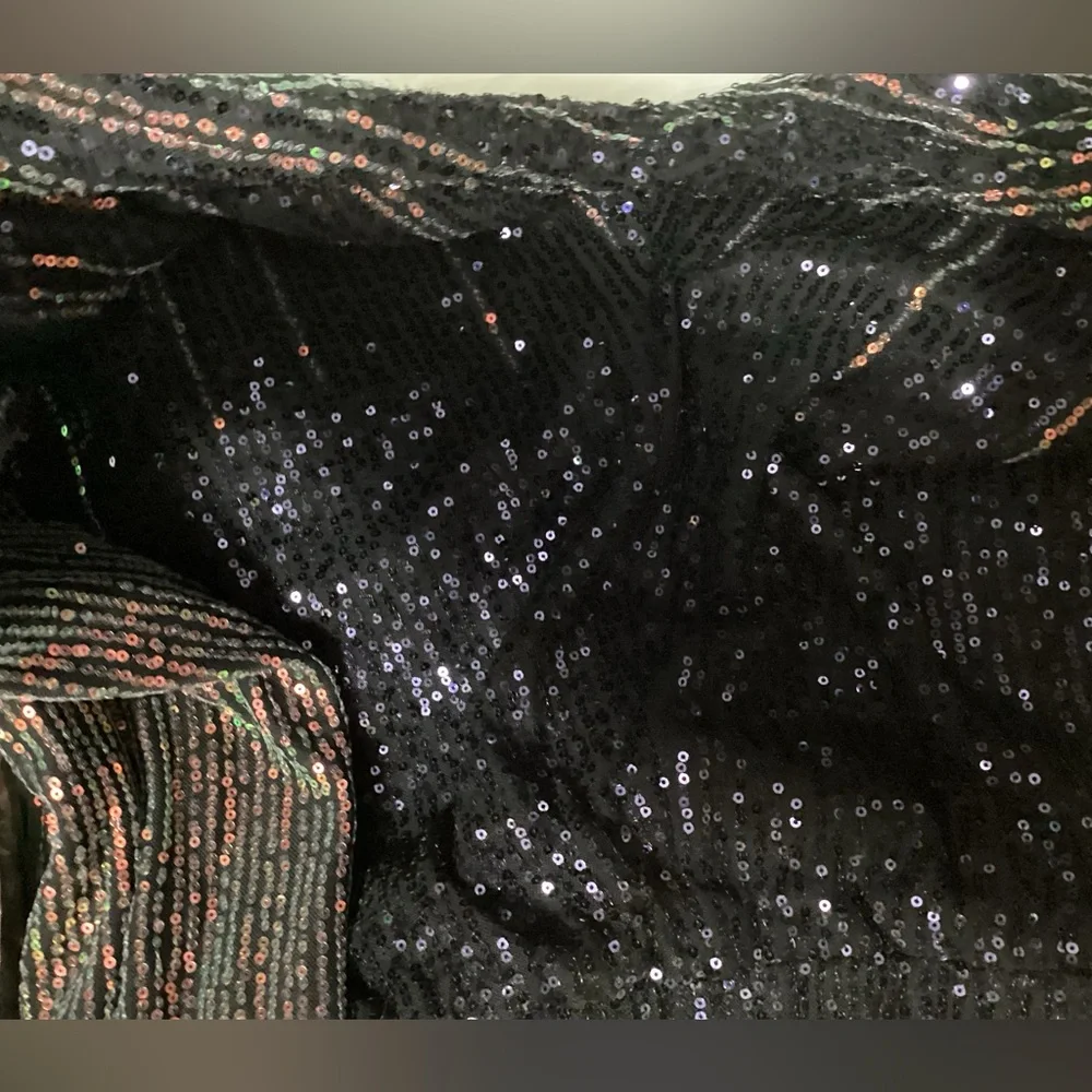 High Waist Stretchy Bell Bottom Trousers Ruffle Hem 70s Vintage Disco Outfit L - Picture 4 of 4